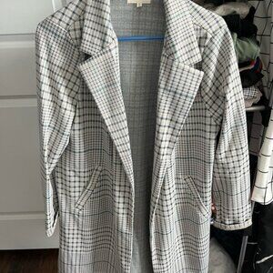 MELLODAY Checkered Blazer in Blue and White